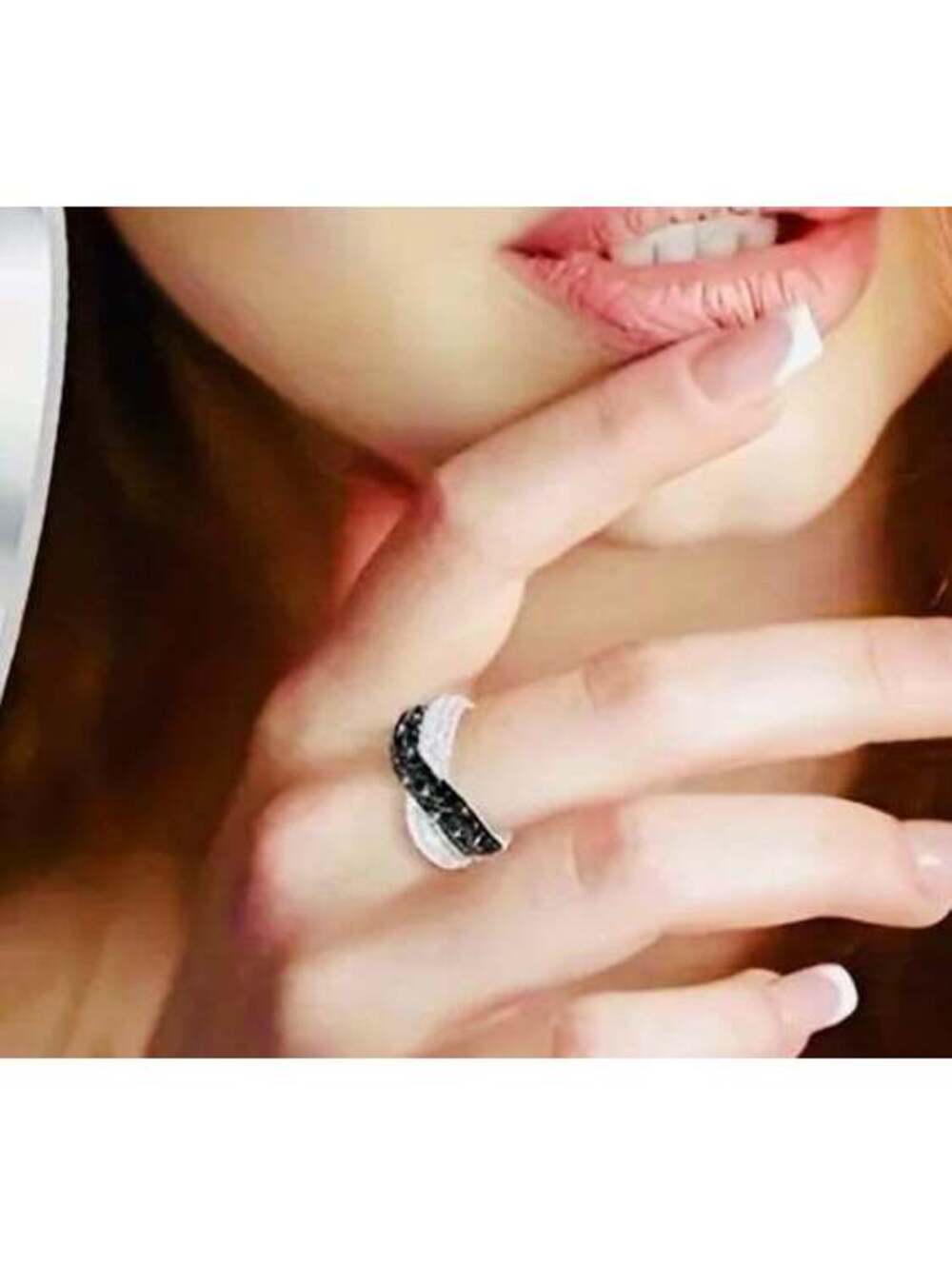 New - Elegant Vintage-Inspired Black & White  -Infinity Zirconia Ring - Size 8